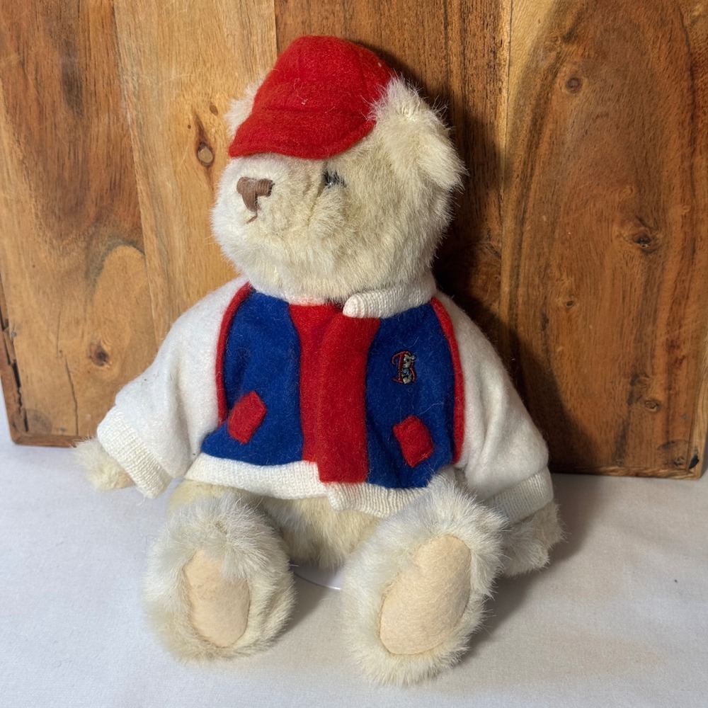 Bialosky Bears Plush Toy White 1982 Baseball Charlie Vintage Jacket